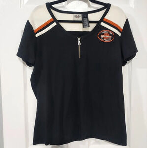 Vintage Y2K Harley Davidson Motorcycle Quarter Zip Short Sleeve Shirt in Size XL